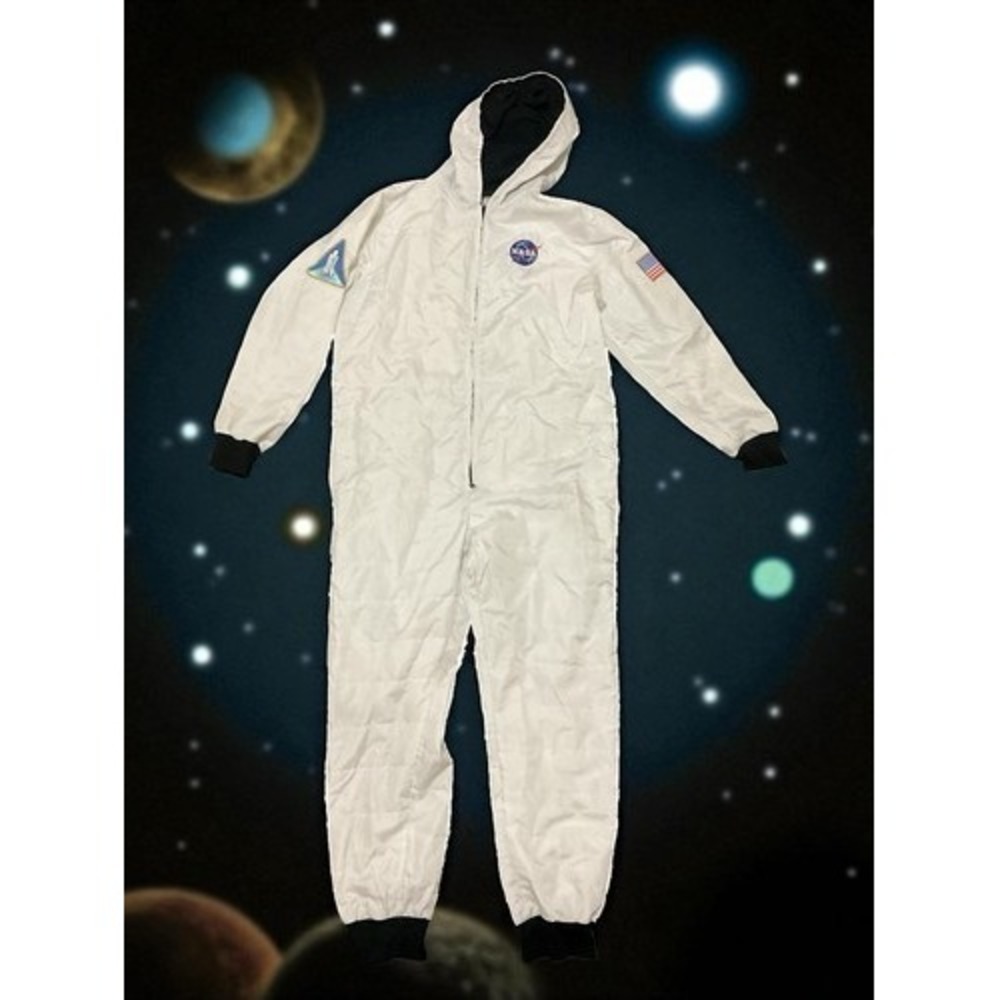 Mad Engine White Puffer Patches Astronaut Hooded Jumpsuit Unisex Adult XL China